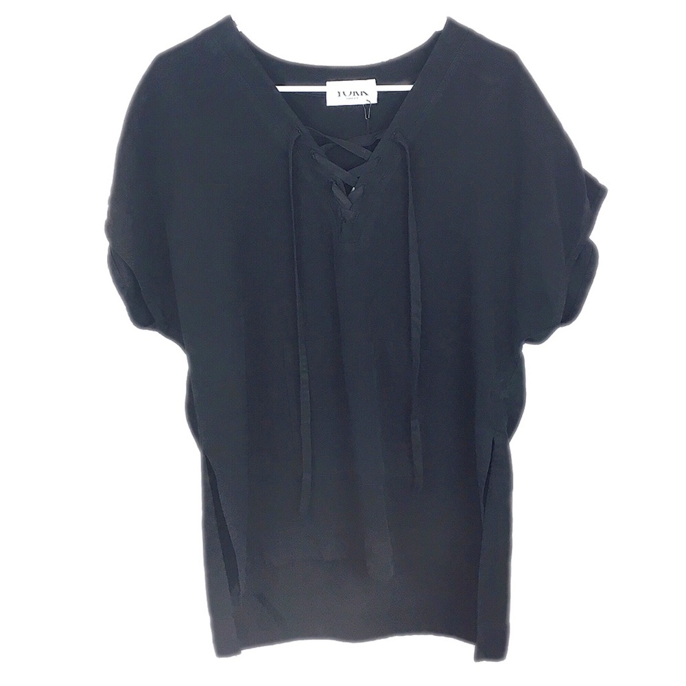 YORK Street | Black Lace Up Top - K10